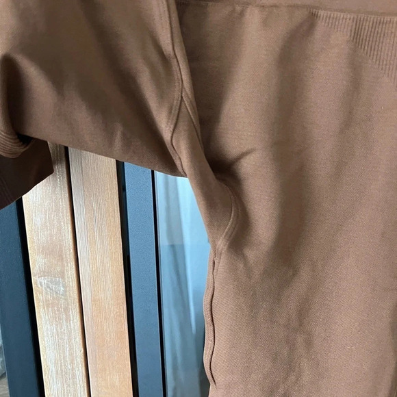 SET ACTIVE seamless ribbed leggings sportbody nude caramel dugout high rise tan - Picture 7 of 8